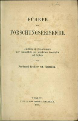 Bild des Verkufers fr Fhrer fr Forschungsreisende. Anleitung zu Beobachtungen ber Gegenstnde der physischen Geographie und Geologie. zum Verkauf von Antiquariat Weinek