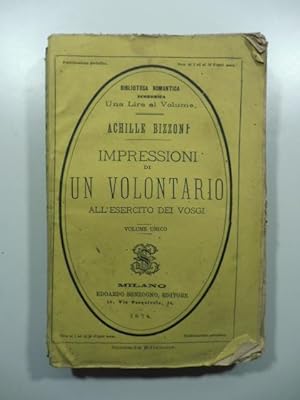 Immagine del venditore per Impressioni di un volontario all'esercito dei Vosgi venduto da Coenobium Libreria antiquaria