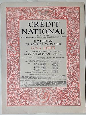 Crédit National. Réparation des dommages causées par la guerre.