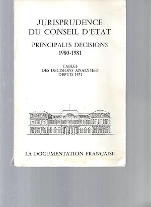 Jurisprudence du Conseil d'Etat 1980-1981. Tables des décisions analysées depuis 1973