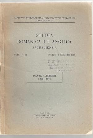 Dante Alighieri, 1265-1965. Studia romanica et anglica zagrabiensia 19-20