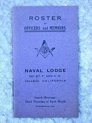 NAVAL LODGE No. 87. Free and Associated Masons 1913 ROSTER of Officers and Members. Rare Secret S...