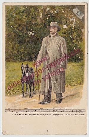 AK Kaiser Wilhelm mit Dogge und Lied gel. 1908
