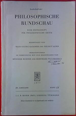 Seller image for Sonderdruck aus: Philosophische Rundschau. Eine Zeitschrift fr philosophische Kritik. 24 Jahrgang, Heft 1/2. 1977. for sale by biblion2