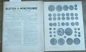 Imagen del vendedor de Bltter fr Mnzfreunde. Zweiundvierzigster ( 42.) Jahrgang 1907, mit den Nummern 5-6, 7, 8, 9, 10, 11 und 12 (von 12. Fortlaufende Nummern 327-328, 329, 330, 331, 332, 333 und 334). Im Inhalt u. a.: W. Jeep - Zur braunschweigischen Mnzgeschichte / H. Buchenau: Albus des Abtes Konrad von Werden-Helmstdt. Konrad, Graf von Gleichen, bis 1474. Mit Abbildungen auf Tafel 171 / Th. Kirsch: Die mrkischen Mnzen des Fundes von Bockum. Abb. auf Tafel 171 / Nachruf auf den frheren Herausgeber Richard Julius Erbstein. (= Numismatische Monatschrift. Zeitschrift fr Mnz- und Medaillenkunde. Frher: Correspondenzblatt des deutschen Mnzforscher-Vereins und Vereinsorgan der numismatischen Gesellschaft zu Dresden.) a la venta por Antiquariat Carl Wegner