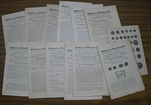 Immagine del venditore per Bltter fr Mnzfreunde. 64. Jahrgang 1929 komplett mit den Nummern 1 - 12 (fortlaufende Nummern 587 - 598), mit 12 ( von 14 ) Tafeln. - Aus dem Inhalt: Kurt Regling - Die Bronzen der 2. Sammlung Imhoof im Berliner Kabinett / derselbe: Das Rhyton von Skepsis / H. Buchenau: Das Mnzrecht zu Remagen / derselbe: Zur Mnzkunde von Medebach in Westfalen / P. J. Meier: Der Helmstedter Brakteatenfund von 1924 / Josef Hagen: Mnzfund von Bedburg-Hau (Kreis Cleve) aus dem letzten Drittel des 14. jahrhunderts / Nachruf auf Dr. Emil Bahrfeldt (1850 - 1929) mit Portrttafel des Geehrten (Nr. 360) / R. Kohl: Zwei Aktenstcke zur Herforder Geldgeschichte / Emil Bahrfeldt: Bausteine zur Mansfeldischen Mnzgeschichte / weiter siehe Anmerkung. venduto da Antiquariat Carl Wegner