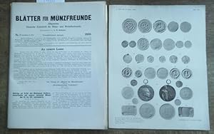 Bild des Verkufers fr Bltter fr Mnzfreunde. Vierunddreissigster ( 34.) Jahrgang 1899, mit den Nummern 1 - 12 (fortlaufende Nummern 227 - 238). Hier ohne die Hefte 7, 8 und 9. Im Inhalt u. a.: E. Heye - Gemeinschaftsmnzen von Hildesheim und Goslar / H. Buchenau: Halbbracteaten des Bischofs Gunther von Speier / derselbe: Medaillen auf den Casseler Gesangwettstreit / derselbe: ber den Bracteatenfund von Paussnitz und die naumburgische Mnze zu Strela / F. van Vleuten: Numismatisches aus der Rheinprovinz / V. v. Rder: 2 Ovalpfennige (Medaillons) der fruchtbringenden Gesellschaft im herzogl. Mnzkabinet zu Dessau. (= Allgemeine Deutsche Zeitschrift fr Mnz- und Medaillenkunde. Frher: Correspondenzblatt des deutschen Mnzforscher-Vereins und Vereinsorgan der numismatischen Gesellschaft zu Dresden.) zum Verkauf von Antiquariat Carl Wegner