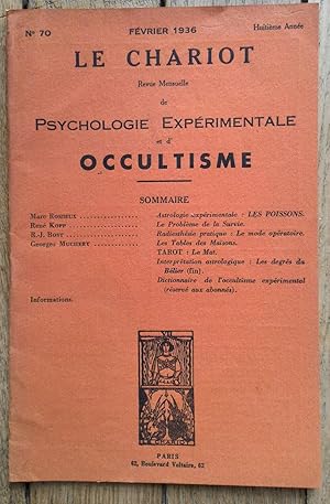 le CHARIOT - revue mensuelle de Psychologie Expérimentale et d'OCCULTISME - 1936