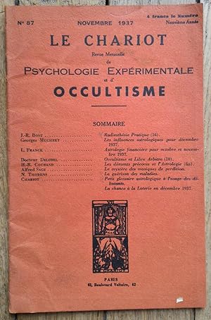 le CHARIOT - revue mensuelle de Psychologie Expérimentale et d'OCCULTISME - 1937