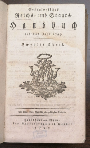 Bild des Verkufers fr Genealogisches Reichs- und Staats-Handbuch auf das Jahr 1799. zum Verkauf von Klaus Schneborn