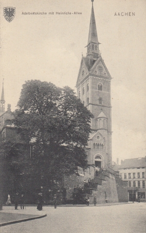 Ansichtskarte AK Aachen - Adalbertskirche mit Heinrich-Allee.