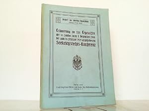 Immagine del venditore per Erluterungen zu den Ergebnissen der in London vom 4.Dezember 1908 bis zum 26.Februar 1909 abgehaltenen Seekriegsrechts-Konferenz. Beiheft zur Marine-Rundschau Januar Heft 1910. venduto da Antiquariat Ehbrecht - Preis inkl. MwSt.