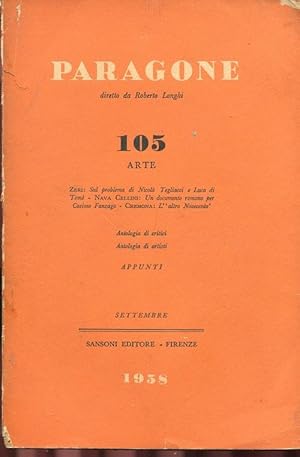 PARAGONE ARTE - 1958 - numero 105 del settembre 1958 (direttore ROBERTO LONGHI), Firenze, Sansoni...