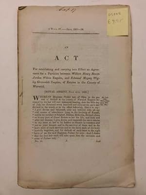 Act partitioning between William Henry Esquire and Edmund Meysey Esquire of Estates in Warwick 1832