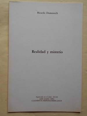 Seller image for Realidad y Misterio (Notas sobre el espacio escnico en Bodas de Sangre, Yerma y La Casa de Bernarda Alba. for sale by Carmichael Alonso Libros