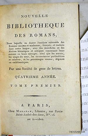 Nouvelle Bibliotheque des Romans - Dans laquelle on donne l'analyse raisonnee des Romans anciens ...