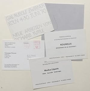 Bild des Verkufers fr Set of five invitation postcards for exhibitions at the Galerie Rudolf Zwirner. zum Verkauf von Tim Byers Art Books