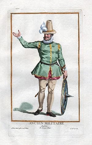 Bild des Verkufers fr Ancien Militaire Anglois" - Militaria England soldier shield uniform Portrait costumes zum Verkauf von Antiquariat Steffen Vlkel GmbH