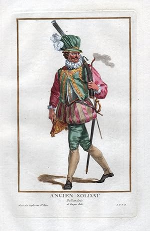 Bild des Verkufers fr Ancien Soldat Hollandois" - Holland Nederland soldier Militaria Portrait costumes zum Verkauf von Antiquariat Steffen Vlkel GmbH