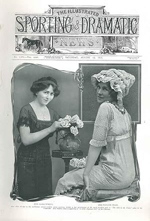 The Illustrated sporting dramatic news. August 12, 1911. Cover Miss Clara Evelyn and Miss Pauline...