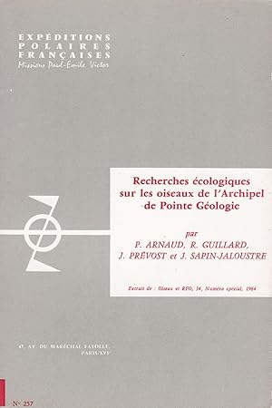 Seller image for Recherches cologiques sur les oiseaux de l'Archipel de Pointe Gologie for sale by Pare Yannick