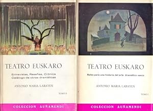 Imagen del vendedor de Teatro Euskaro 1: Notas para una historia del arte dramtico vasco. 2: Entrevistas, reseas, crnica, catlogo de obras dramticas. a la venta por Librera Astarloa