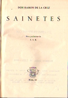 Bild des Verkufers fr Sainetes . zum Verkauf von Librera Astarloa
