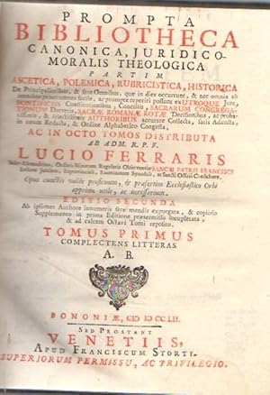 Seller image for Prompta bibliotheca canonica, juridico, moralis theologica partim ascetica, polemica, rubricistica, historica. (8 VOLS) . for sale by Librera Astarloa