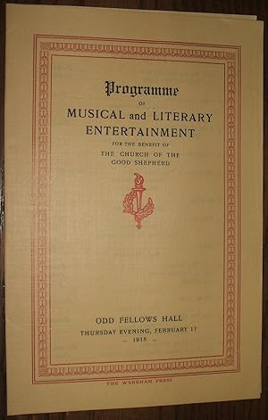 Seller image for Programme of Musical and Literary Entertainment For the Benefit of the Church of the Good Shepherd for sale by biblioboy