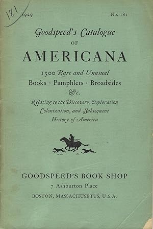 Goodspeed's catalogue of Americana [cover title]