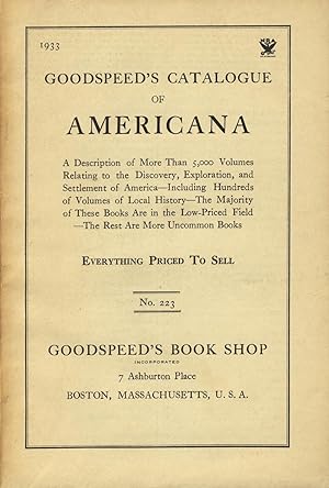 Goodspeed's catalogue of Americana [cover title]