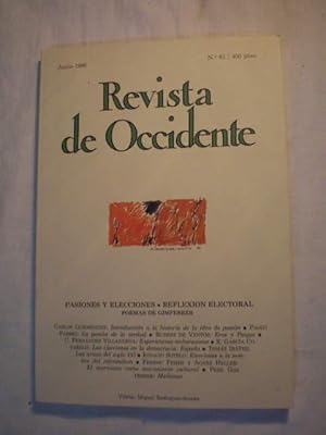 Bild des Verkufers fr Revista de Occidente N 61 Junio 1986. Pasiones y elecciones. Reflexin electoral. Poemas de Gimferrer zum Verkauf von Librera Antonio Azorn