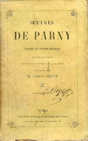 Bild des Verkufers fr OEUVRES DE PARNY, ELEGIES ET POESIES DIVERSES zum Verkauf von Le-Livre