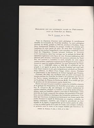 Seller image for Remarques sur les differents facies du Precambrien dans le nord-est du Bresil. Bulletin du Musum, 2e srie, t. XXX, n 2, 1958. for sale by Antiquariat Bookfarm