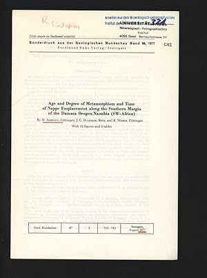 Imagen del vendedor de Age and Degree of Metamorphism and Time of Nappe Emplacement along the Southern Margin of the Damara Orogen/Namibia (SW-Africa). Geol. Rundschau, 67, 2, 719-742, Stuttgart, August 1977. a la venta por Antiquariat Bookfarm