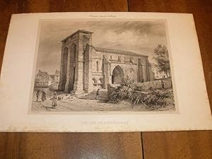 CANTAL : EGLISE DE PIERREFORT UNE LITHOGRAPHIE SUR CHINE