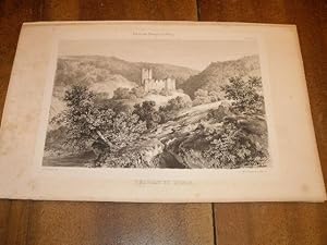 CANTAL , SAINT CONSTANT CHATEAU DE MERLE , UNE LITHOGRAPHIE SUR CHINE