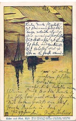 Farbige Postkarte. Abgestempelt Charlottenburg 16.02.1901.