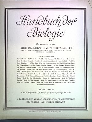 Seller image for Die Lebensuerungen der Tiere; Handbuch der Biologie, Lieferung 49 Band V, Heft 12; for sale by books4less (Versandantiquariat Petra Gros GmbH & Co. KG)