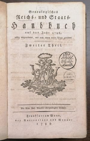 Bild des Verkufers fr Genealogisches Reichs- und Staats-Handbuch auf das Jahr 1798. zum Verkauf von Klaus Schneborn