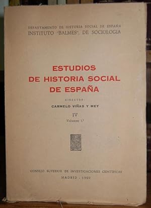 Imagen del vendedor de ESTUDIOS DE HISTORIA SOCIAL DE ESPAA. Tomo IV: Volumen 1 a la venta por Fbula Libros (Librera Jimnez-Bravo)