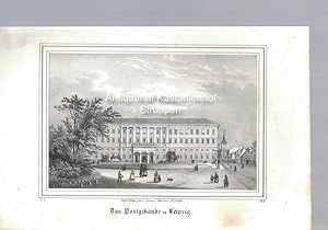 Bild des Verkufers fr Das Postgebude in Leipzig. Original-Lithographie.unten links: V. 8. unten rechts: B. II. zum Verkauf von Antiquariat Kastanienhof