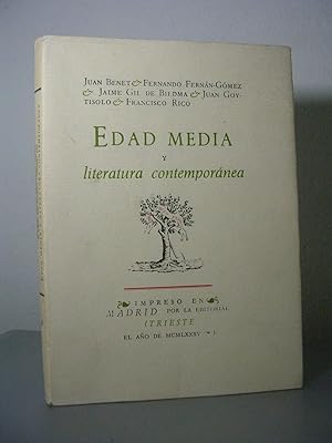 Imagen del vendedor de EDAD MEDIA Y LITERATURA CONTEMPORANEA a la venta por LLIBRES del SENDERI