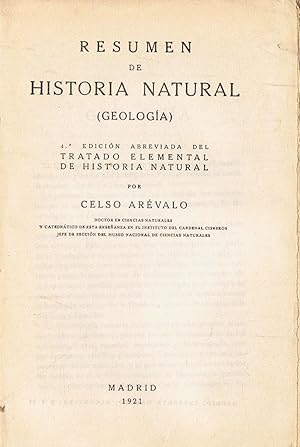 Imagen del vendedor de RESUMEN DE HISTORIA NATURAL (Geologa) a la venta por Librera Torren de Rueda