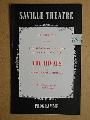 The Rivals By Richard Brinsley Sheridan. Theatre Programme.