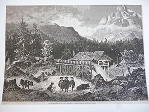 Orig. Holzstich - Mühlen - Ein Landschaftsbild aus dem Tatragebirge.