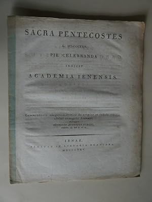 Bild des Verkufers fr Sacra Pentecostes A. MDCCCXXV. Pie Celebranda Indicit Academia Ienensis. Commentatio exegetico-critica de origine et indole capitis ultimi evangelii Joannei. zum Verkauf von Auceps-Antiquariat Sebastian Vogler