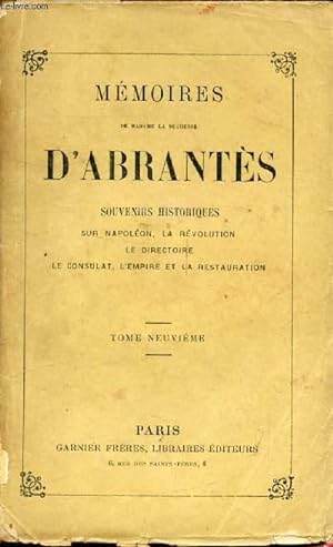 Seller image for MEMOIRES DE MADAME LA DUCHESSE D'ABRANTES, TOME IX for sale by Le-Livre