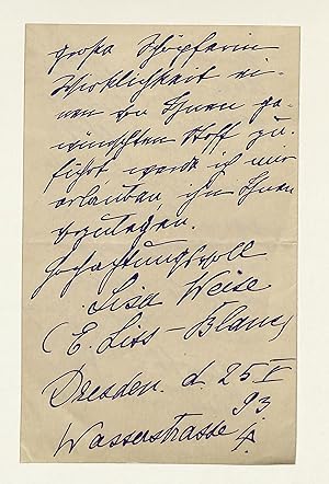 Bild des Verkufers fr Eigenh. Brief mit U. zum Verkauf von Eberhard Kstler Autographen&Bcher oHG