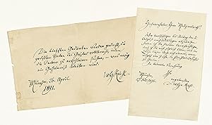 Imagen del vendedor de Eigenh. Albumblatt mit U. sowie eigenh. Brief mit U. a la venta por Eberhard Kstler Autographen&Bcher oHG
